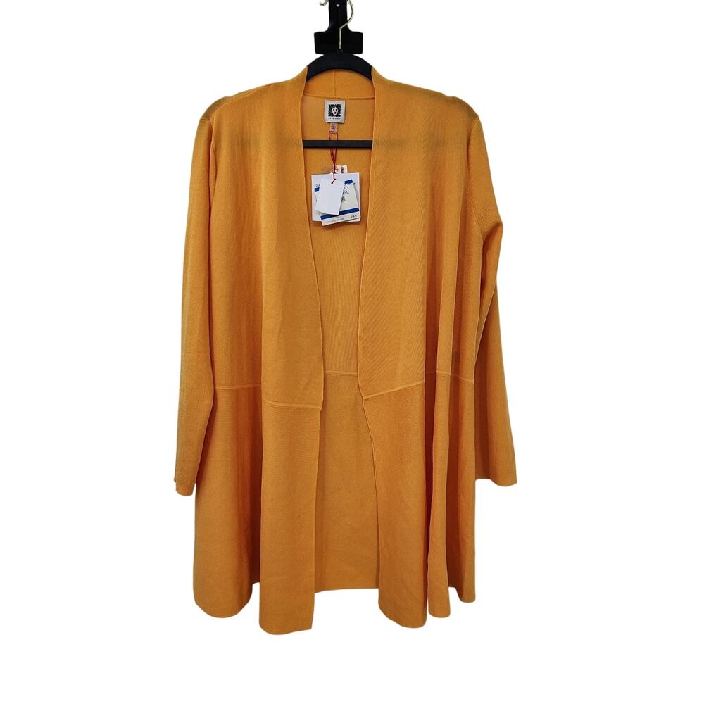 New NWT Anne Klein Gold Yellow Open Front Light Weight Cardigan 1X Mondrian